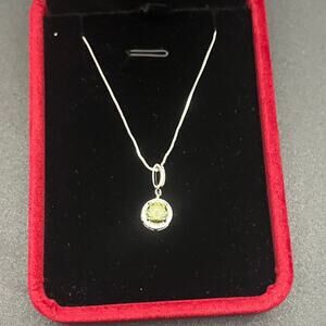 0.8ct Green Moissanite Halo Pendant Necklace